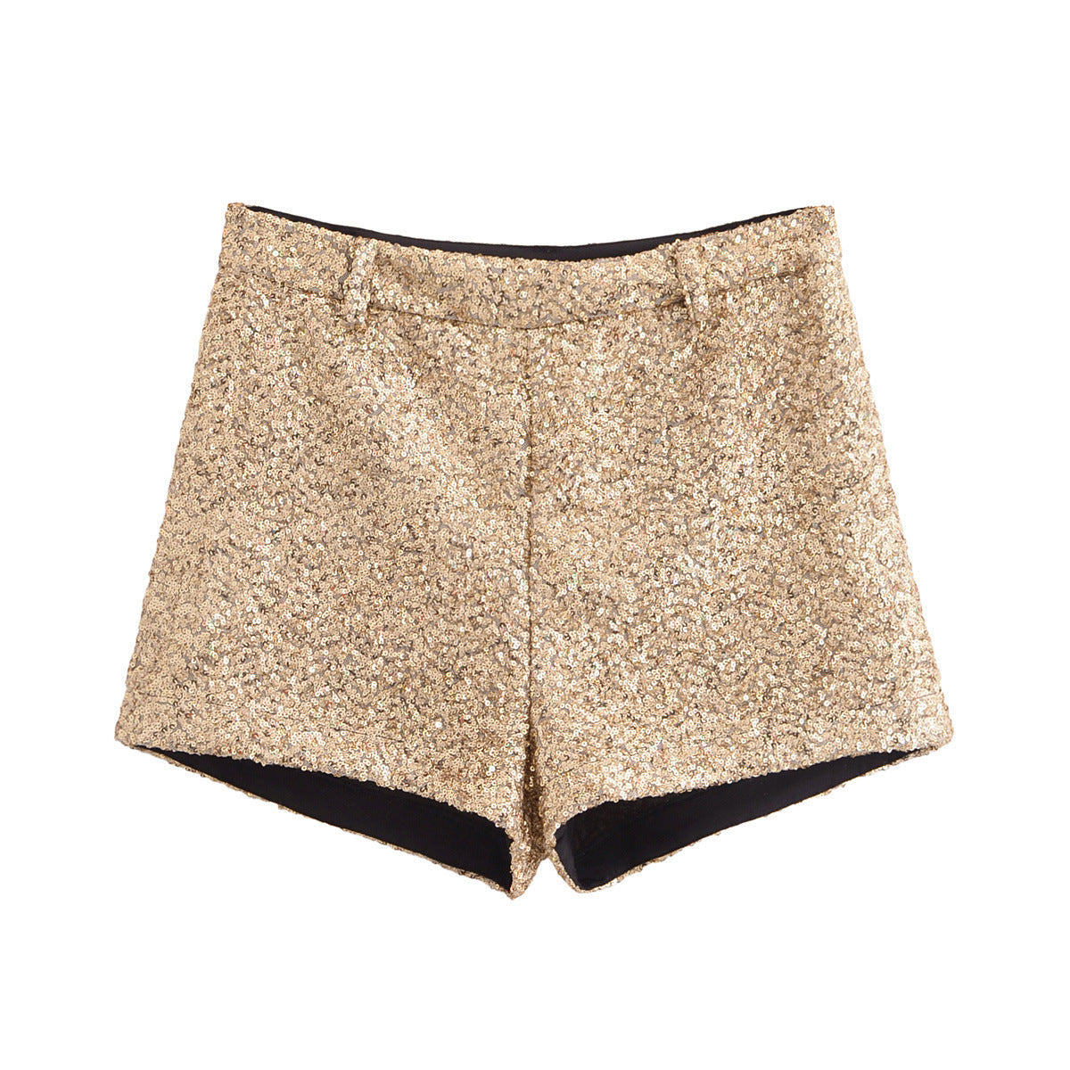 Women's - Sequinned Casual Mid-Waist Shorts - Lightweight Polyester - Stylish Summer Essential
