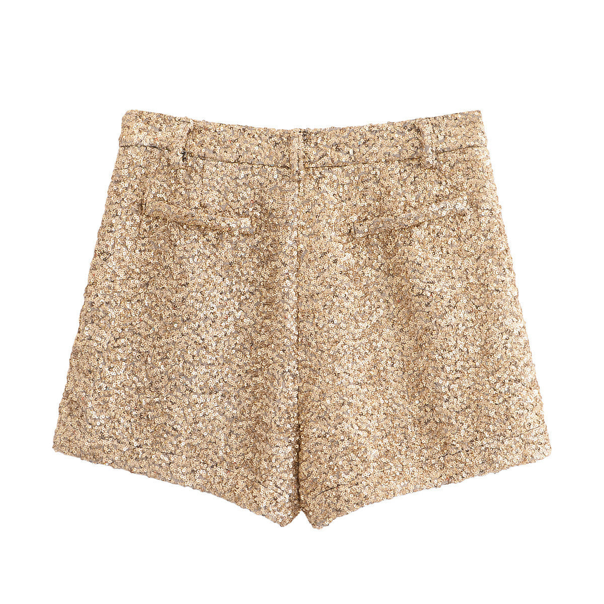 Women's - Sequinned Casual Mid-Waist Shorts - Lightweight Polyester - Stylish Summer Essential